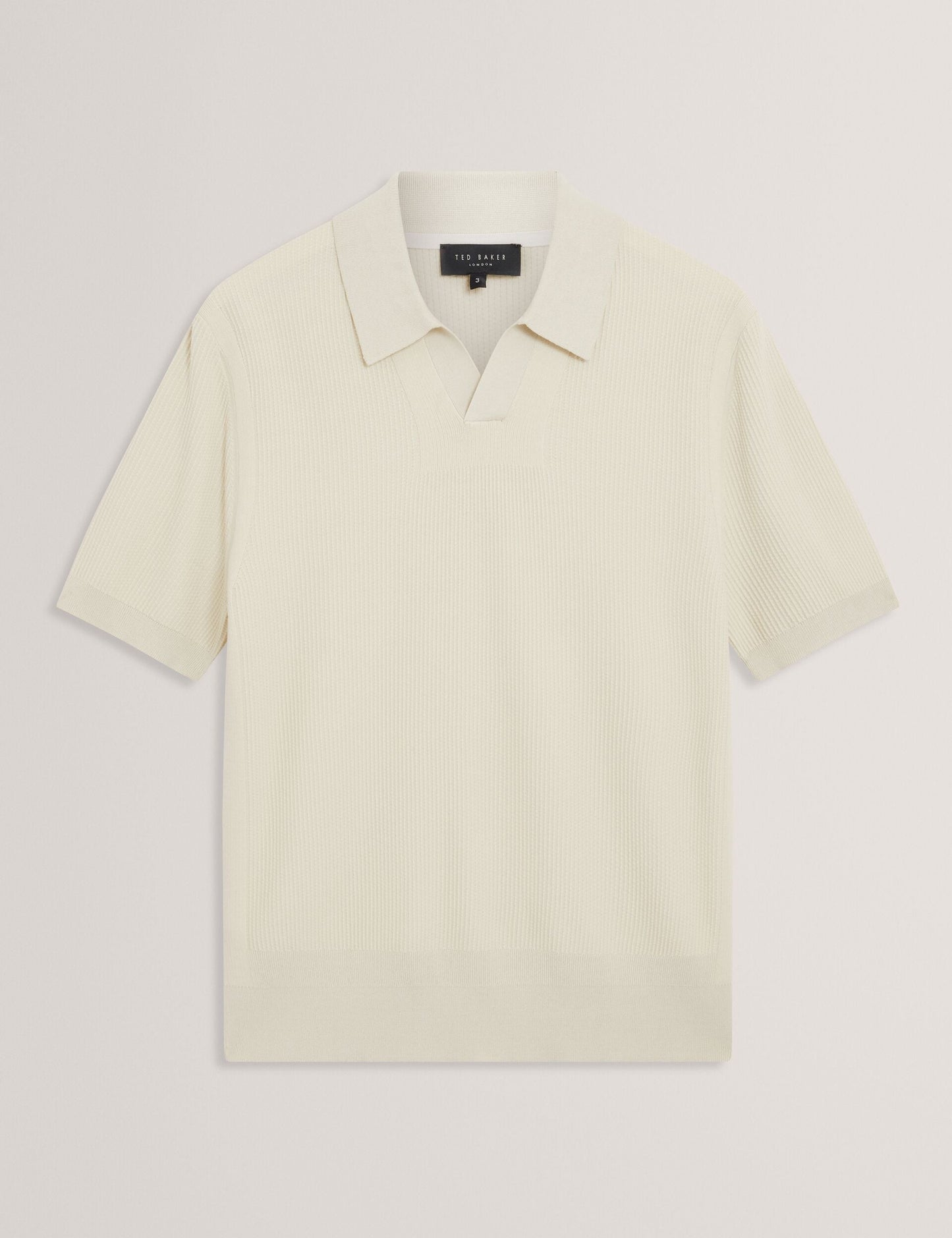Ted Baker AINDREA Stitched Rib Open Neck Polo Shirt PALE GREEN