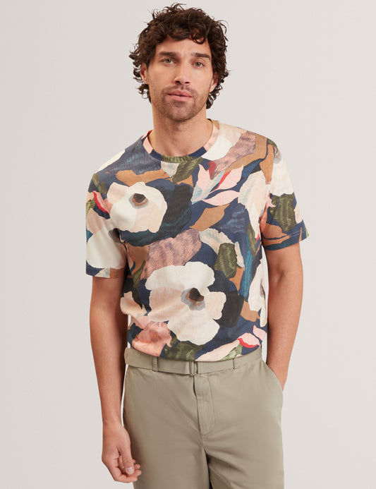 Ted Baker DOWLLE Garden Print Crew Neck Cotton T-Shirt MULTICOLOUR