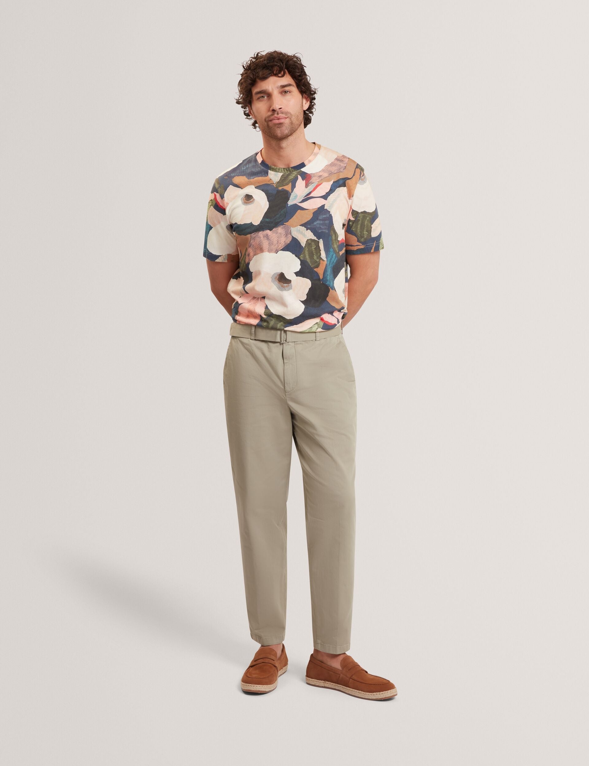 Ted Baker DOWLLE Garden Print Crew Neck Cotton T-Shirt MULTICOLOUR