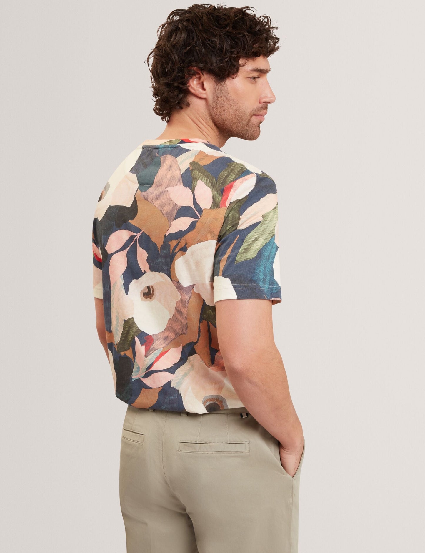 Ted Baker DOWLLE Garden Print Crew Neck Cotton T-Shirt MULTICOLOUR