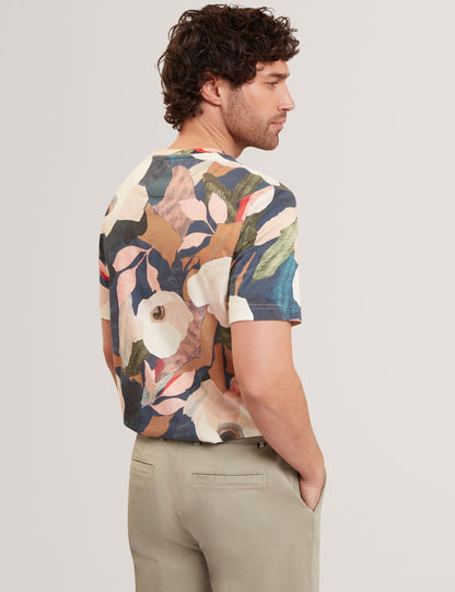 Ted Baker DOWLLE Garden Print Crew Neck Cotton T-Shirt MULTICOLOUR