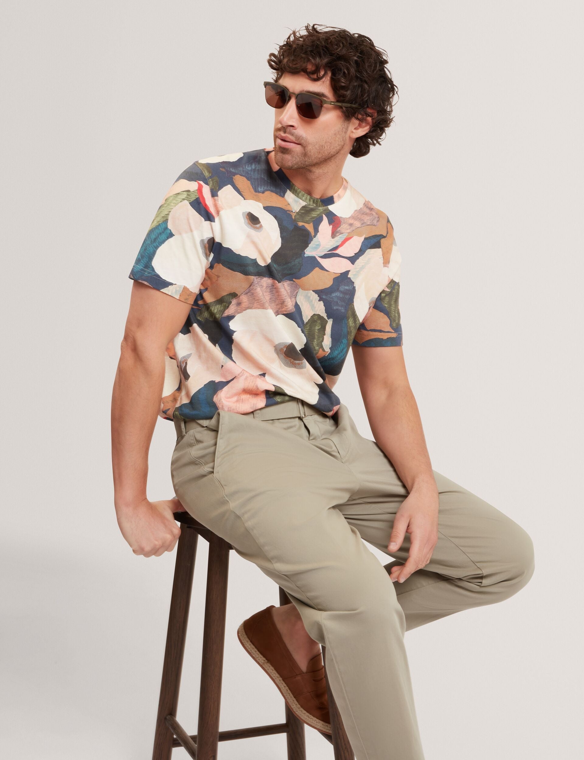 Ted Baker DOWLLE Garden Print Crew Neck Cotton T-Shirt MULTICOLOUR