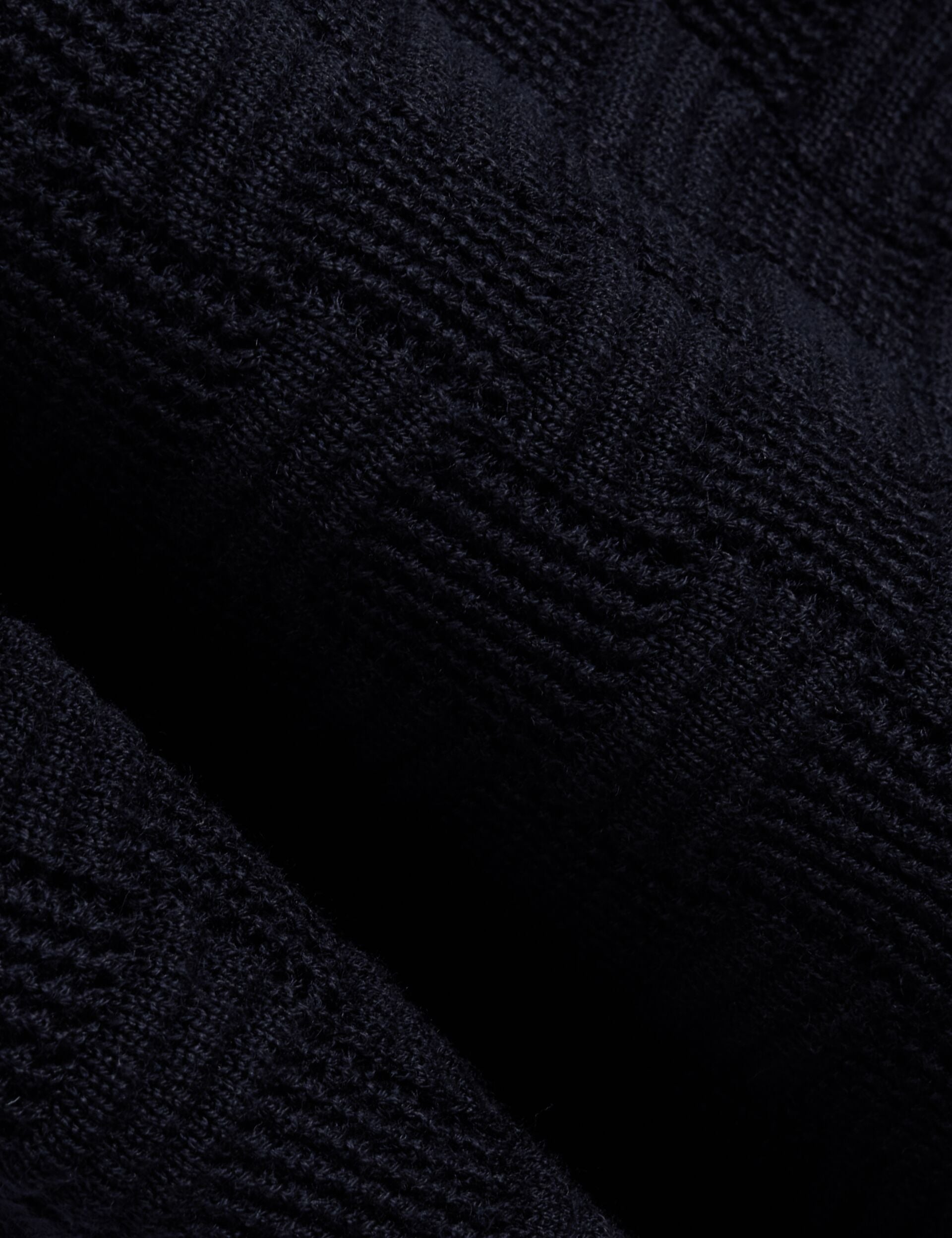 Ted Baker OSAKA Basket Texture Silk Blend Long Sleeve Polo NAVY