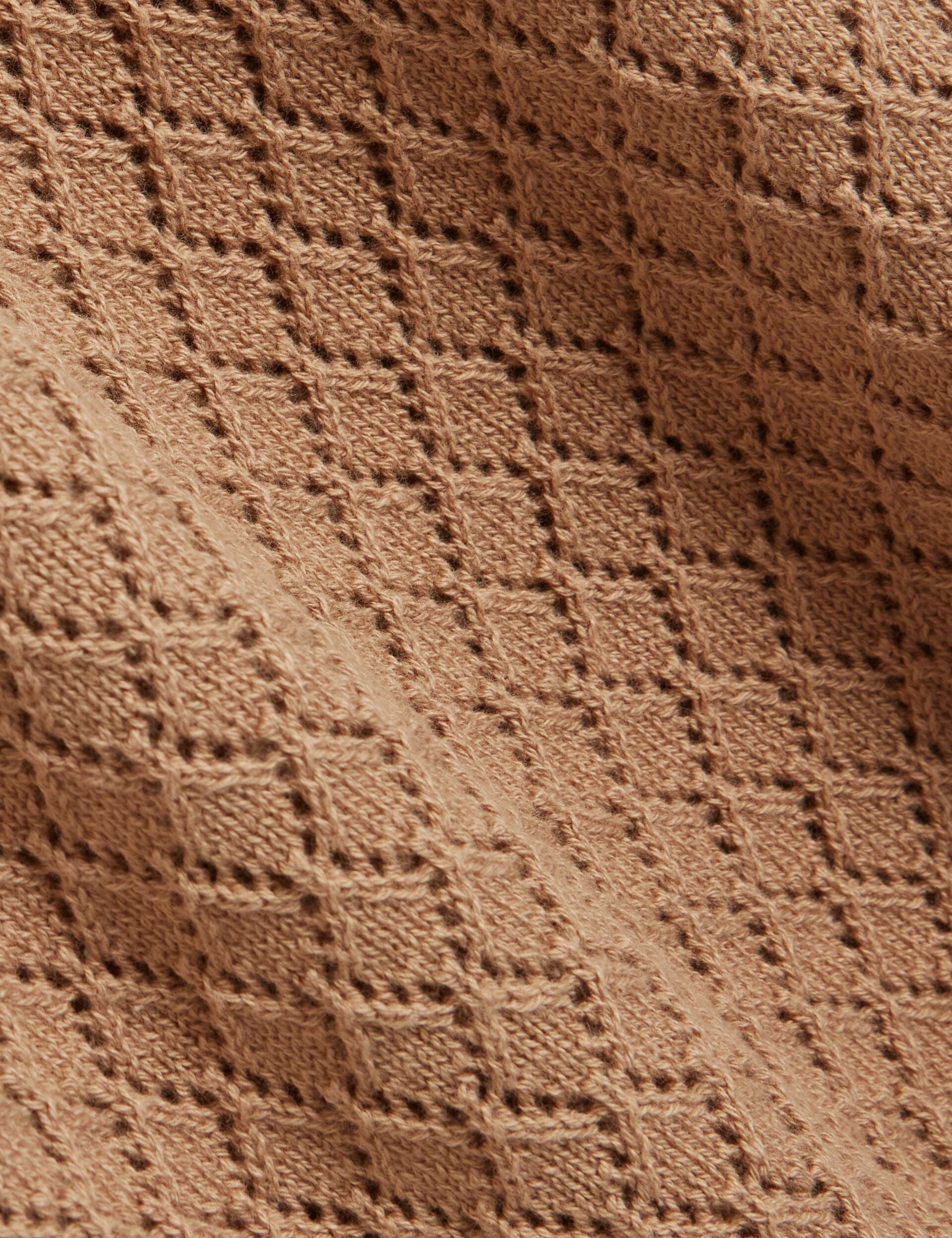Ted Baker FERRISS Diamond Crochet Knit Cotton T-Shirt LIGHT BROWN