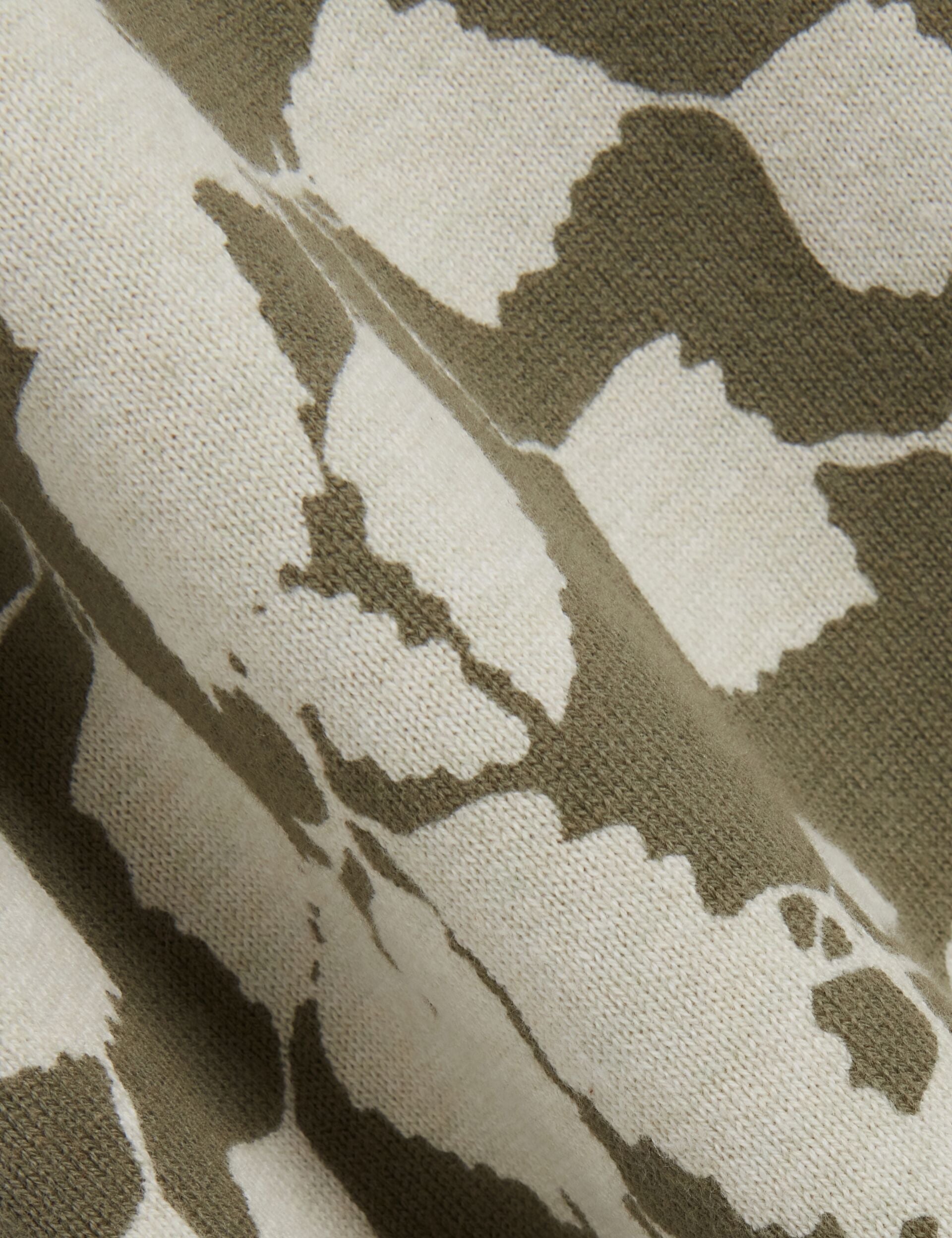 Ted Baker ALDDAT Foliage Print Cotton Fine Knit T-Shirt PALE GREEN