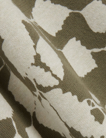 Ted Baker ALDDAT Foliage Print Cotton Fine Knit T-Shirt PALE GREEN