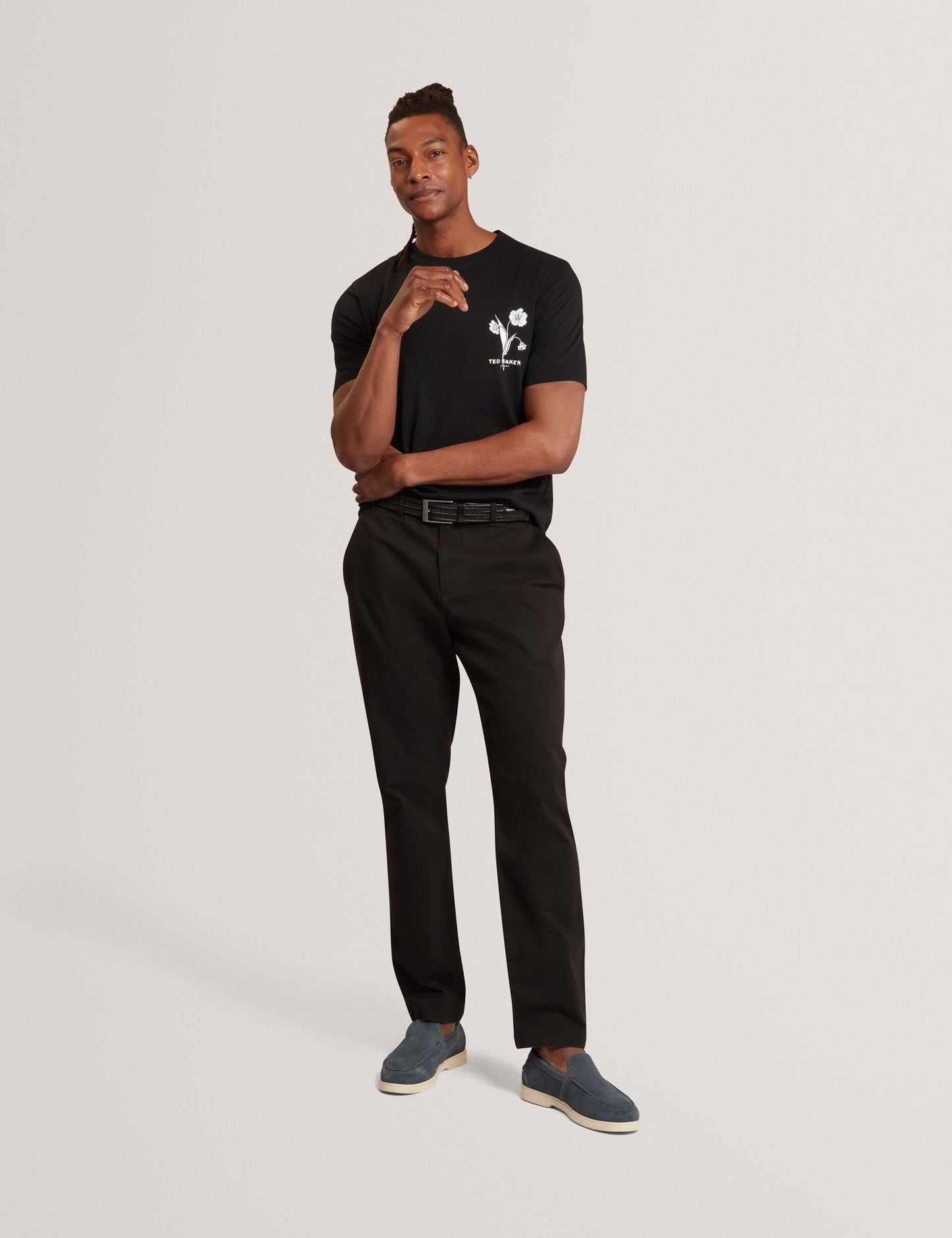 Ted Baker CAHEL Floral Logo Graphic Cotton T-Shirt BLACK