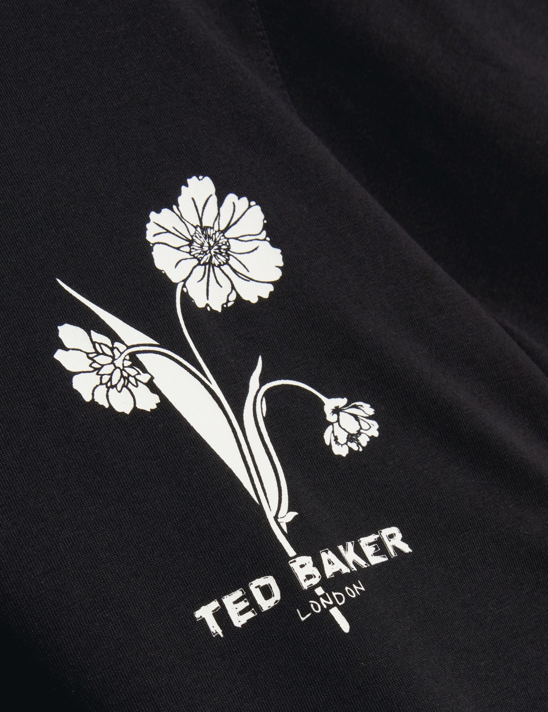 Ted Baker CAHEL Floral Logo Graphic Cotton T-Shirt BLACK