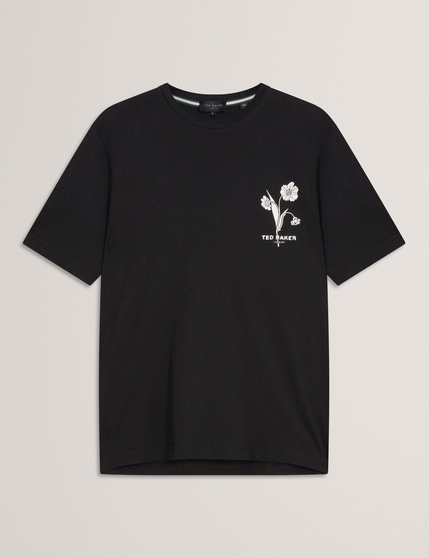 Ted Baker CAHEL Floral Logo Graphic Cotton T-Shirt BLACK