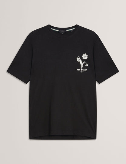 Ted Baker CAHEL Floral Logo Graphic Cotton T-Shirt BLACK