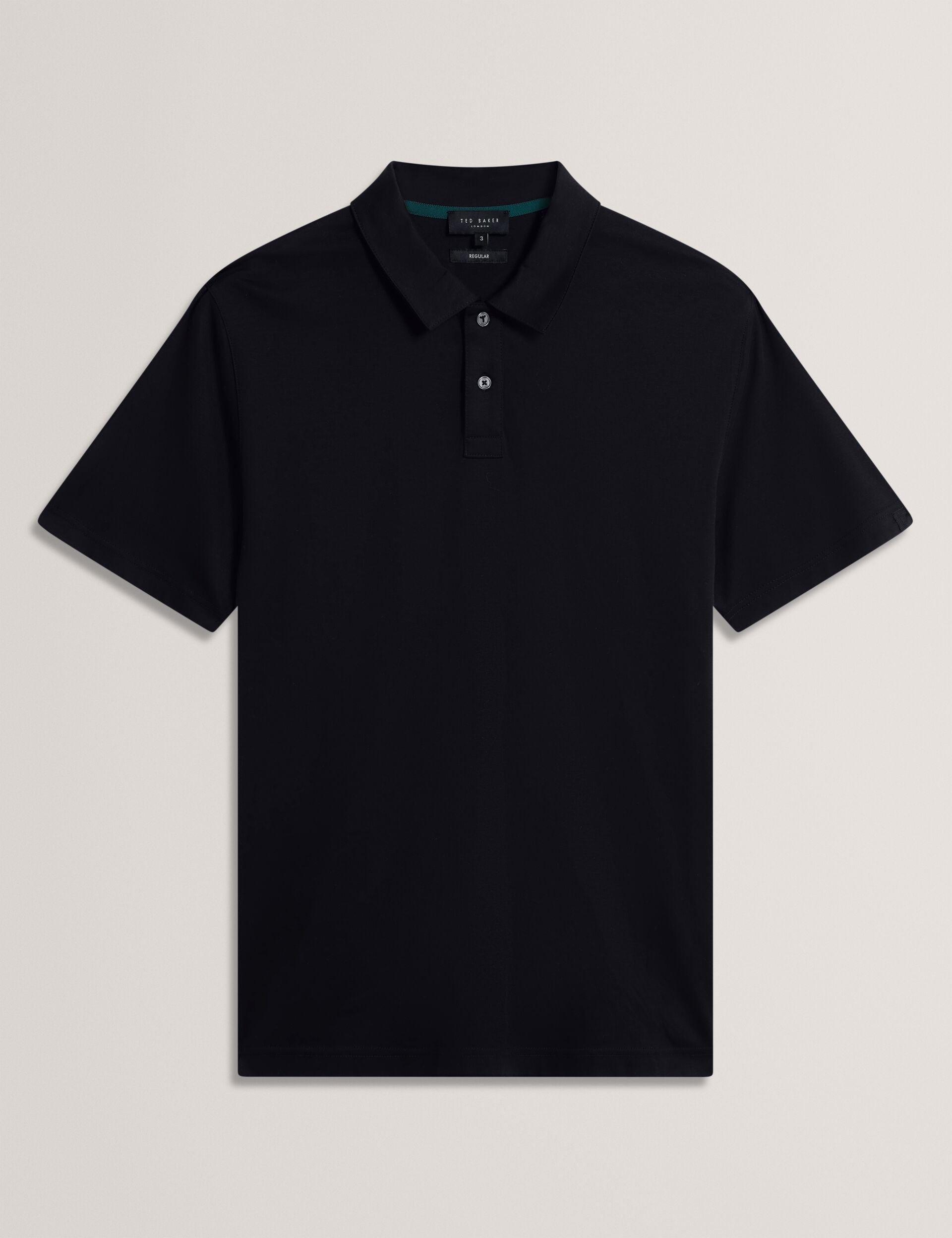 Ted Baker CONNYR Textured Knit Button-Through Polo Shirt BLACK