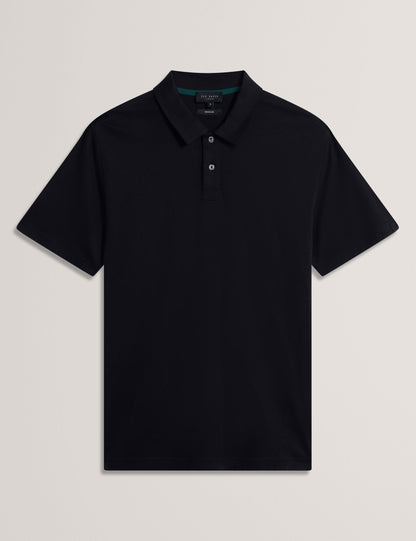 Ted Baker CONNYR Textured Knit Button-Through Polo Shirt BLACK