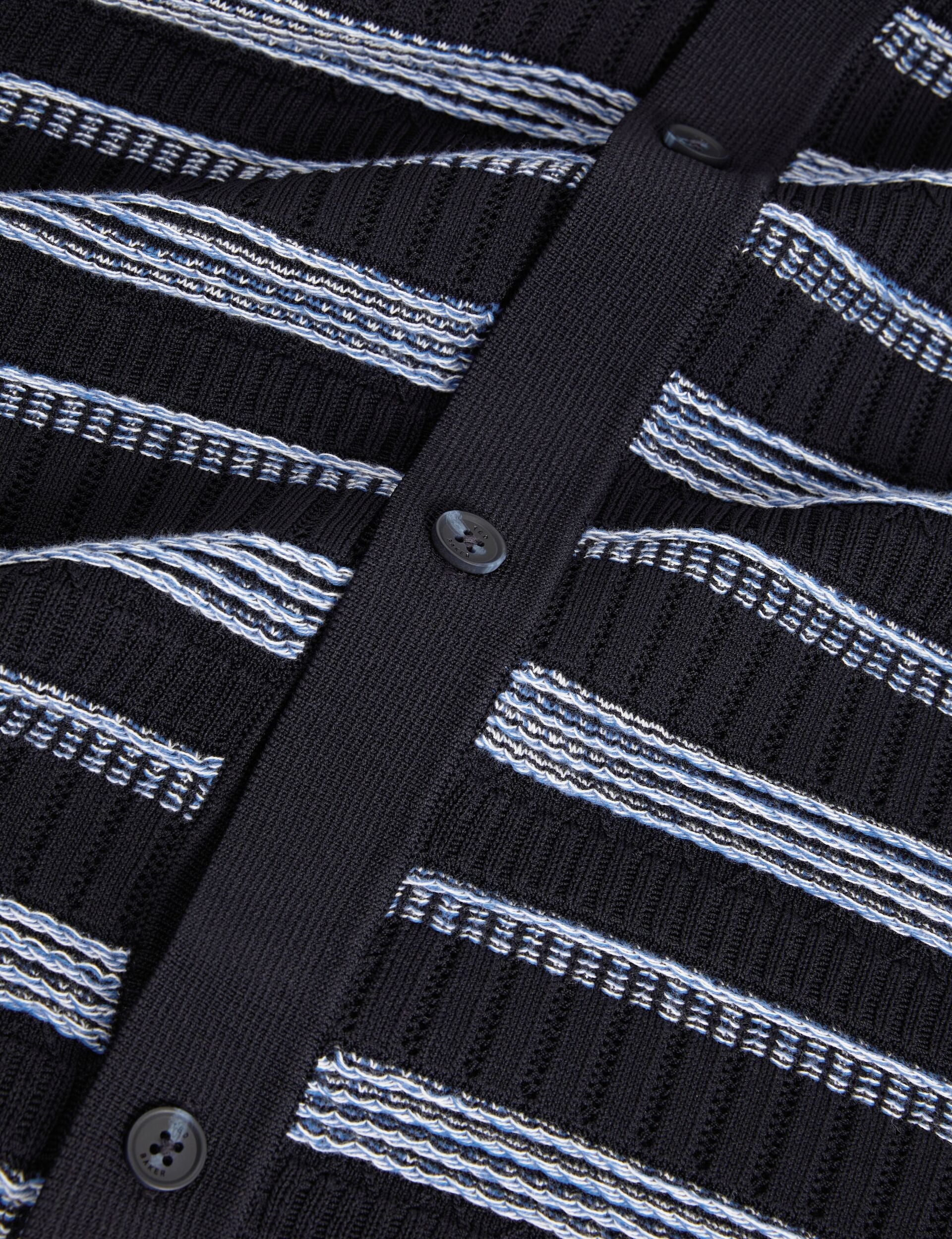 Ted Baker FLOREM Stitched Stripe Knit Short Sleeve Shirt NAVY