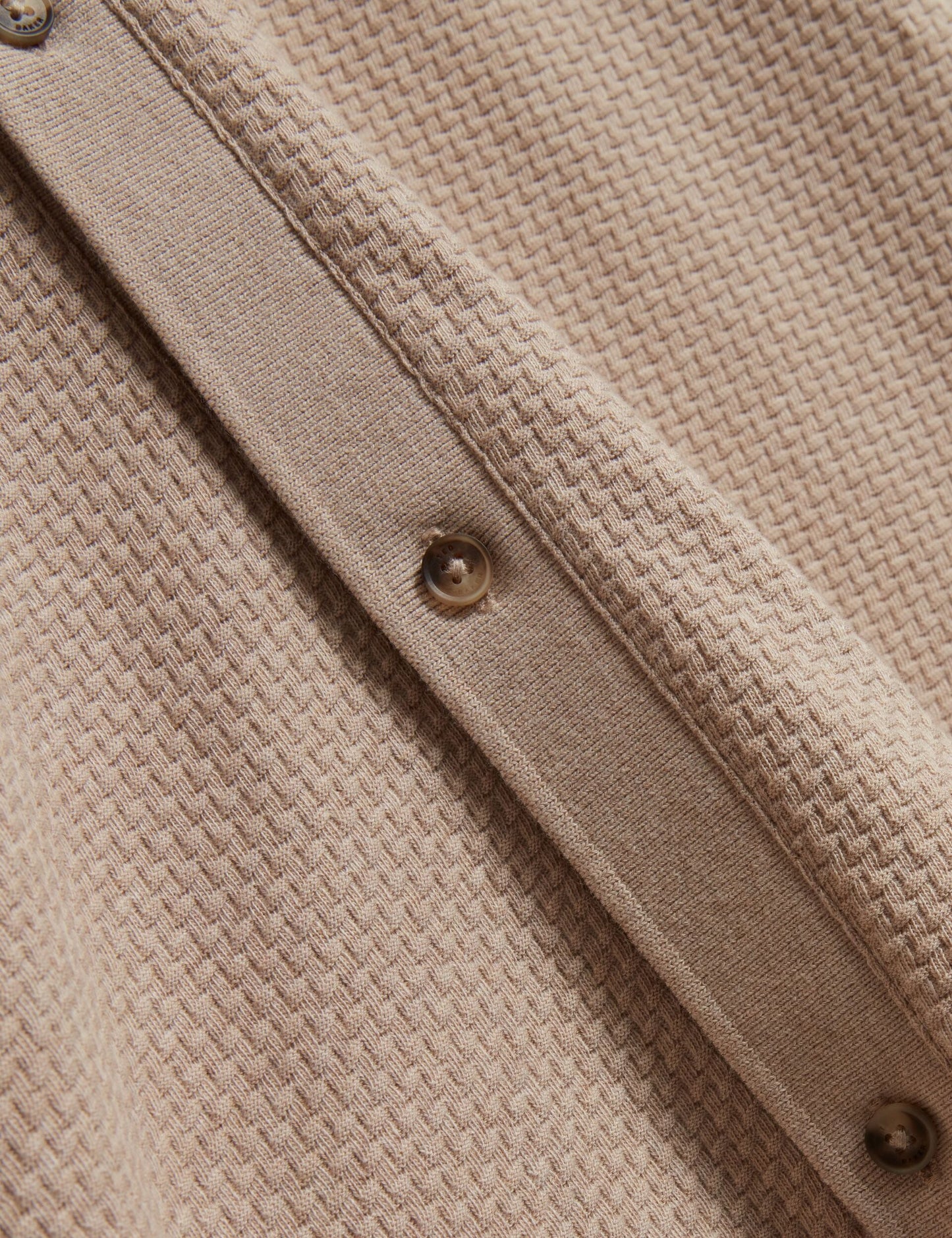 Ted Baker CONNYR Textured Knit Button-Through Polo Shirt CAMEL