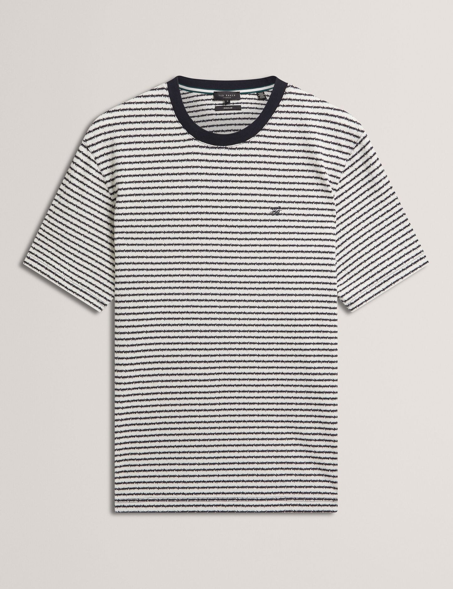 Ted Baker VEXRIN Textural Stripe Crew Neck Cotton T-Shirt NAVY