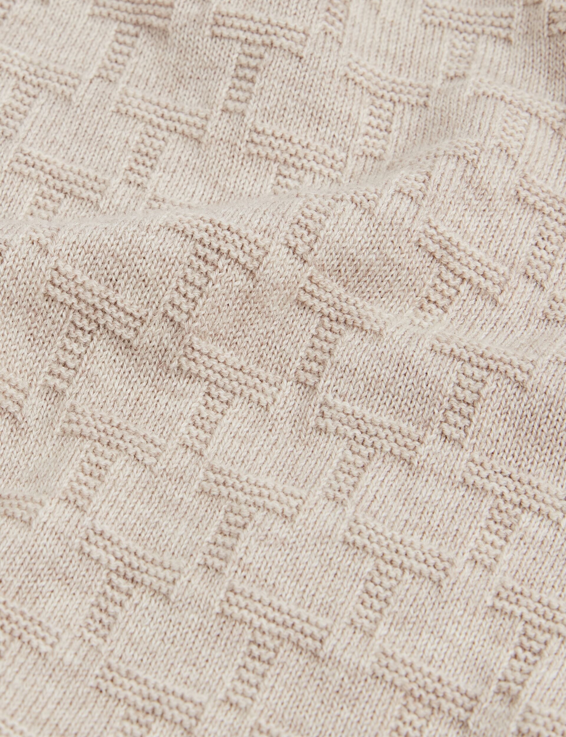 Ted Baker GATEN Branded Texture Long Sleeve Polo NATURAL