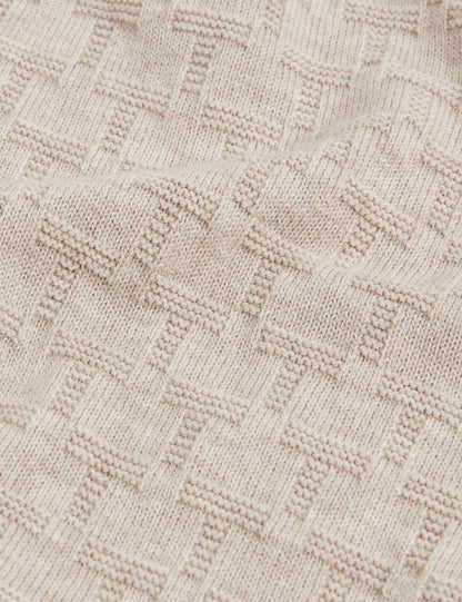 Ted Baker GATEN Branded Texture Long Sleeve Polo NATURAL