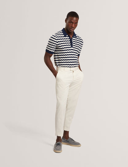 Ted Baker FROOBIE Wavy Stripe Merino Wool Blend Polo NAVY