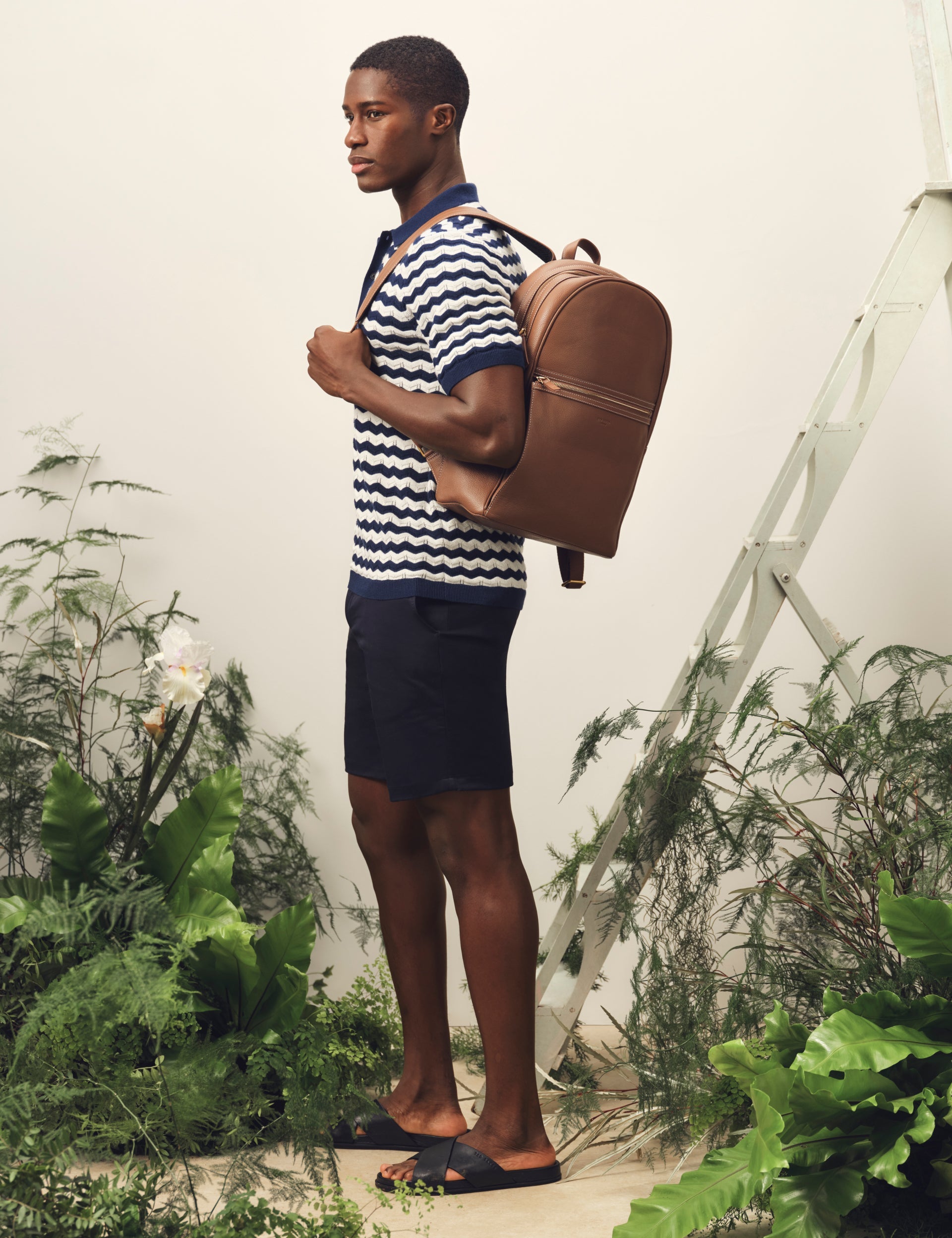 Ted Baker FROOBIE Wavy Stripe Merino Wool Blend Polo NAVY