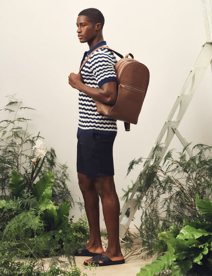 Ted Baker FROOBIE Wavy Stripe Merino Wool Blend Polo NAVY