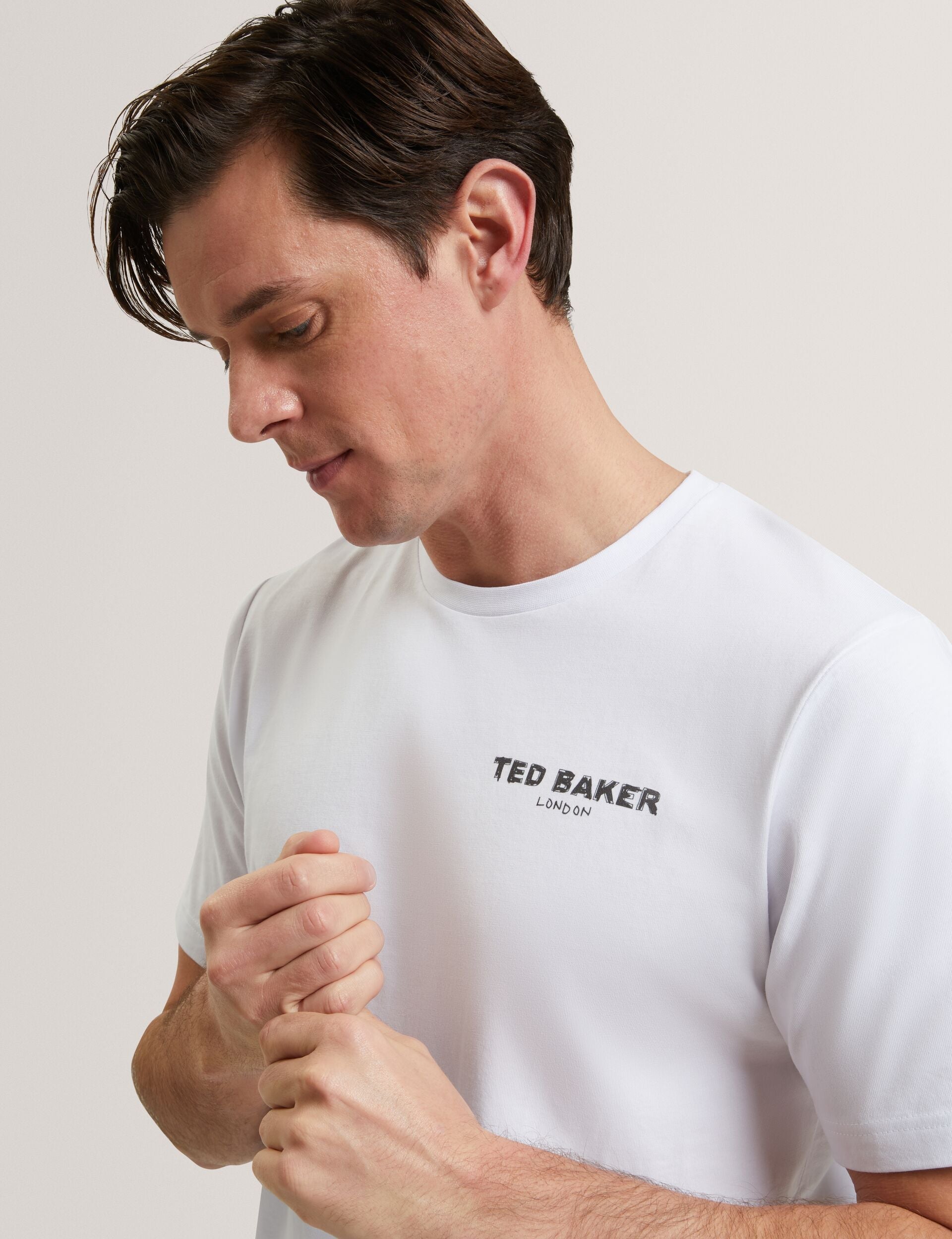 Ted Baker RAMOSS Flamingo Back Graphic Cotton T-Shirt WHITE