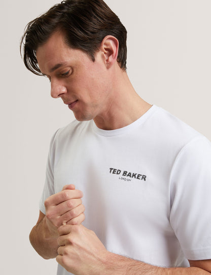 Ted Baker RAMOSS Flamingo Back Graphic Cotton T-Shirt WHITE