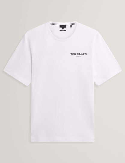 Ted Baker RAMOSS Flamingo Back Graphic Cotton T-Shirt WHITE