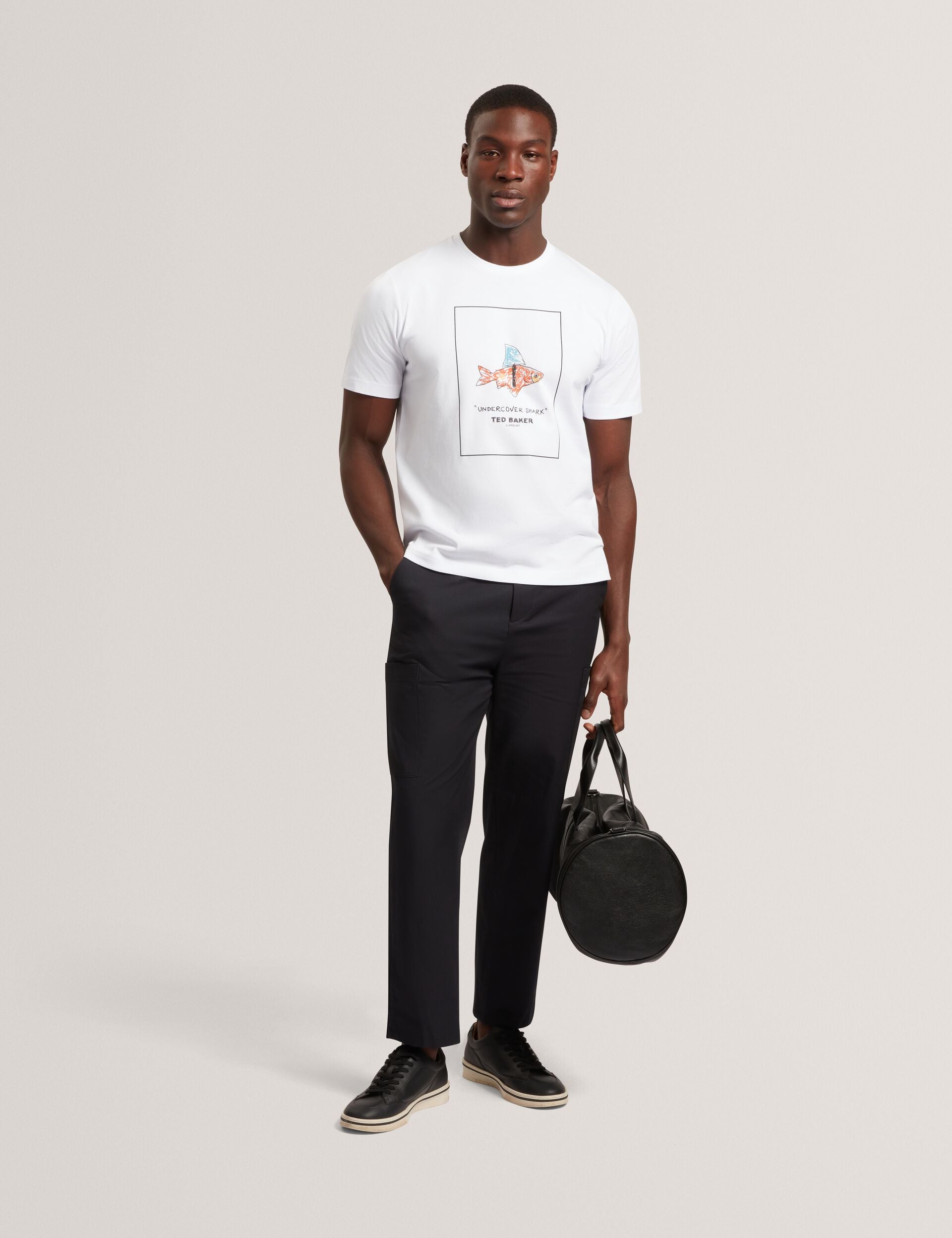 Ted Baker LUCU Goldfish Graphic Pure Cotton T-Shirt WHITE