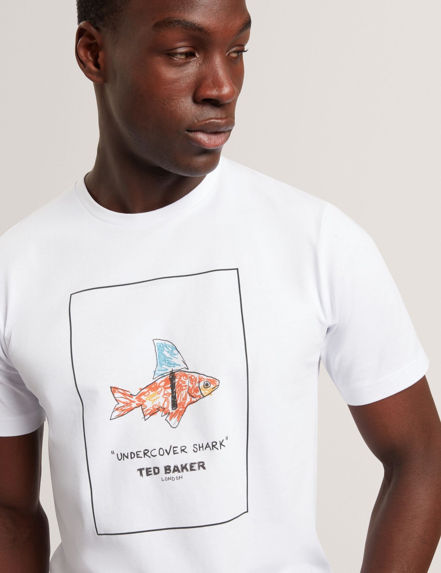 Ted Baker LUCU Goldfish Graphic Pure Cotton T-Shirt WHITE