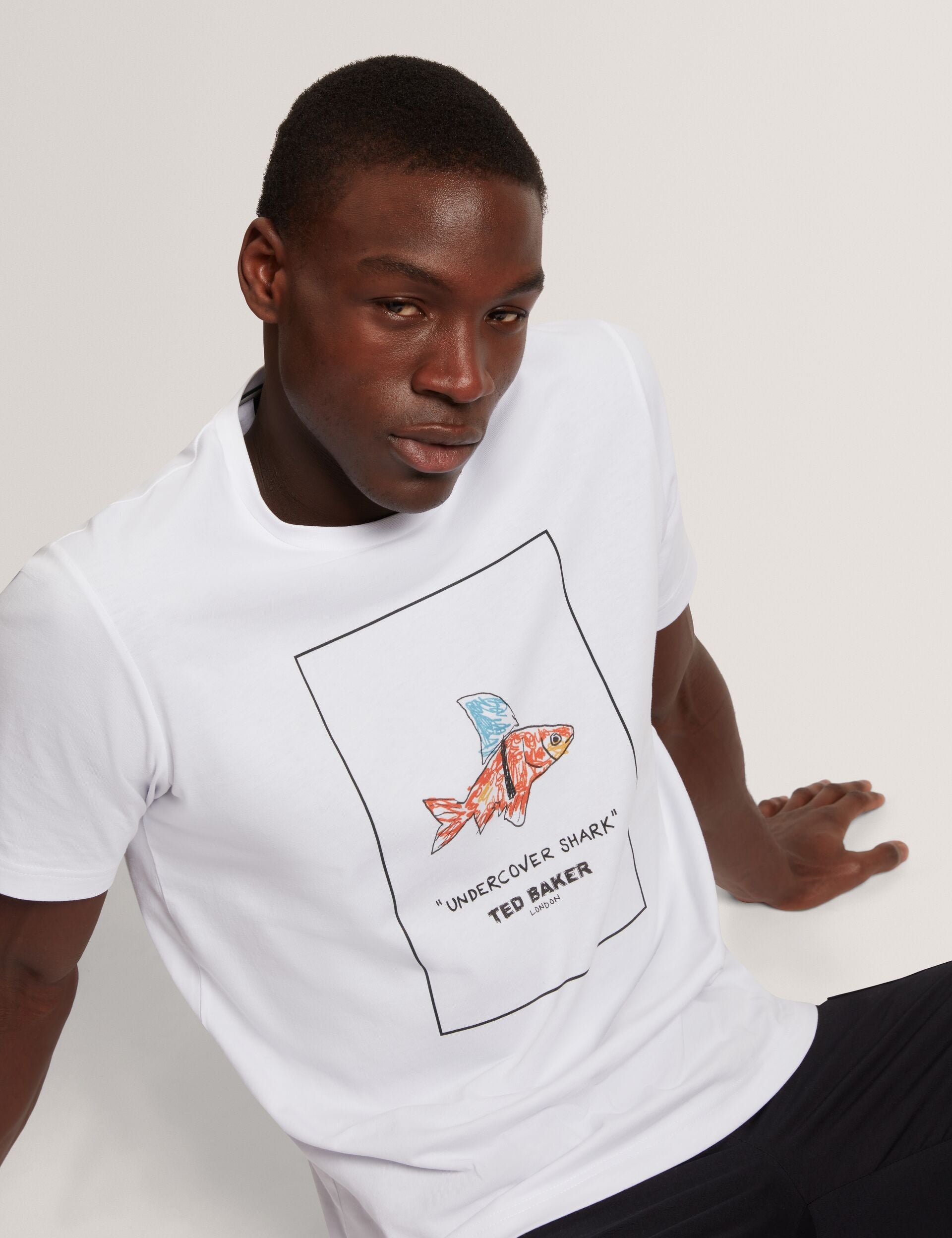 Ted Baker LUCU Goldfish Graphic Pure Cotton T-Shirt WHITE