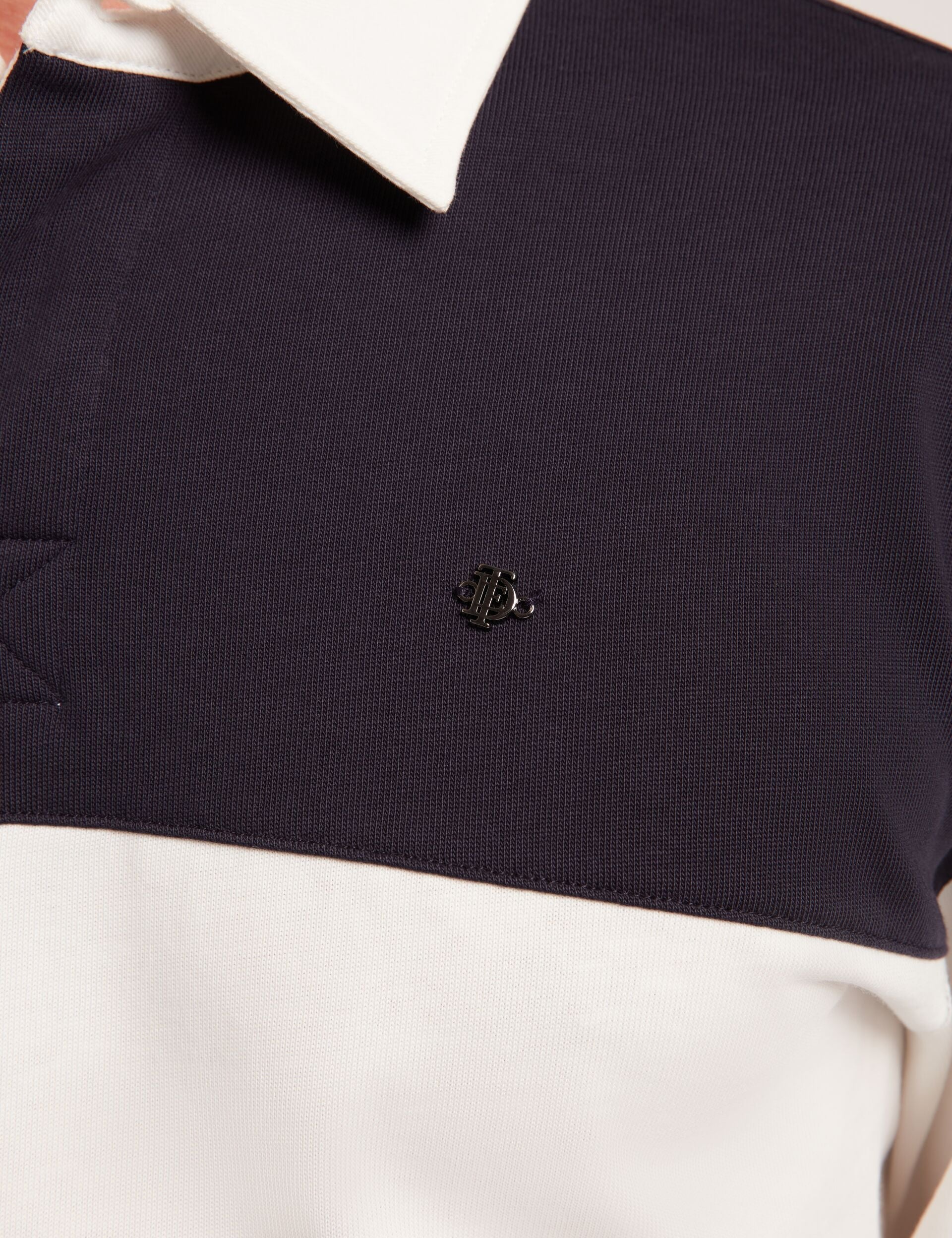 Ted Baker TRAVISS Block Stripe Jersey Cotton Rugby Shirt NAVY