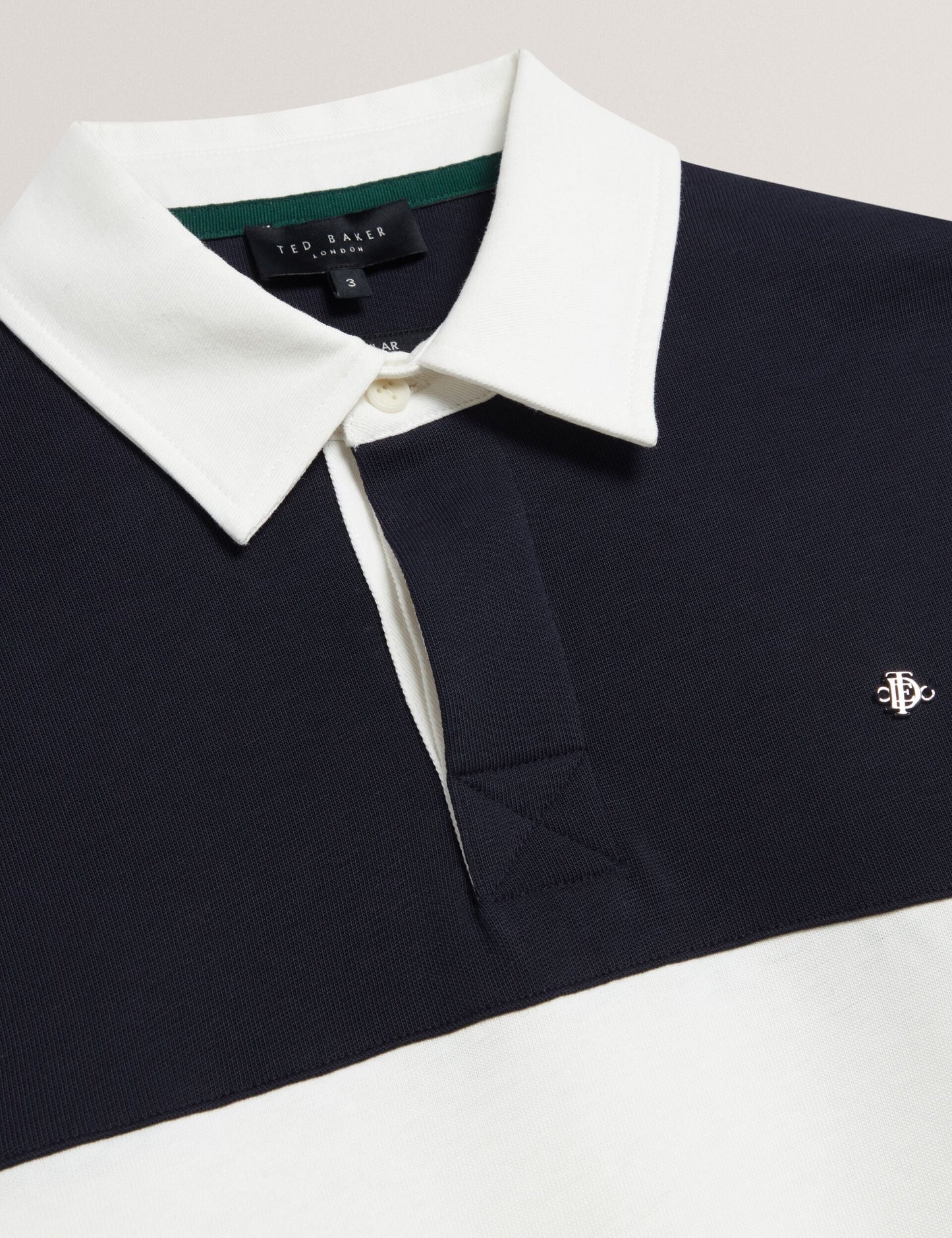 Ted Baker TRAVISS Block Stripe Jersey Cotton Rugby Shirt NAVY
