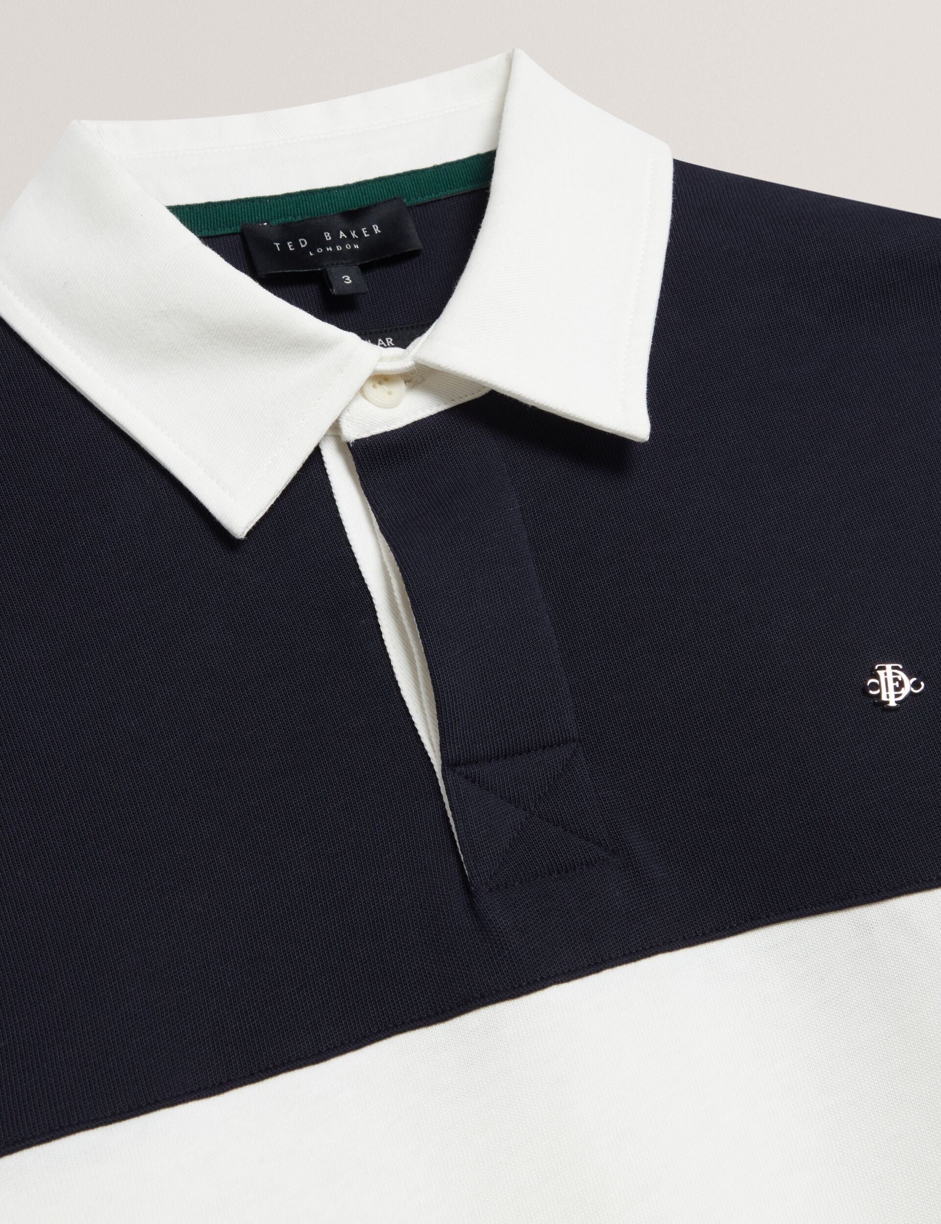 Ted Baker TRAVISS Block Stripe Jersey Cotton Rugby Shirt NAVY
