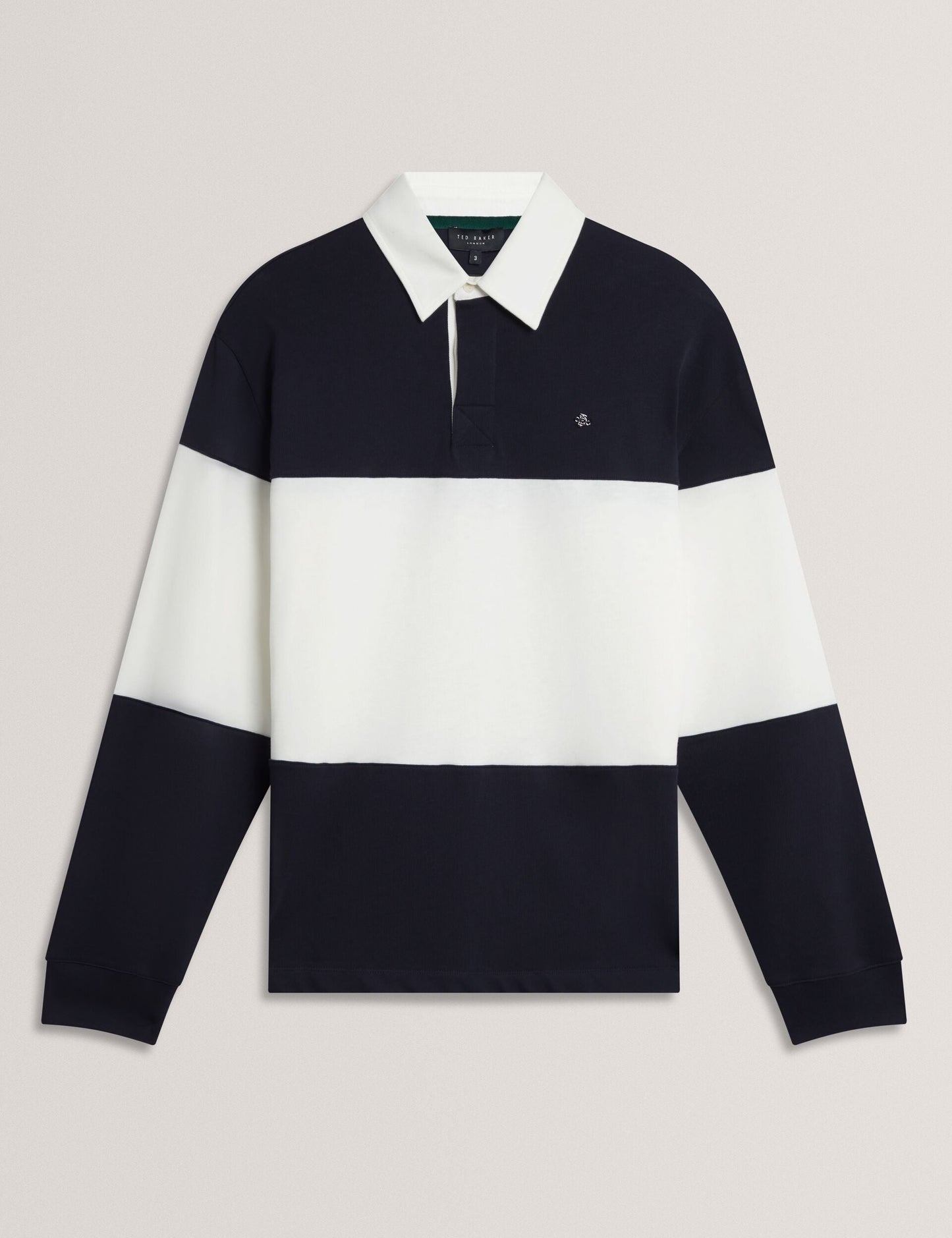 Ted Baker TRAVISS Block Stripe Jersey Cotton Rugby Shirt NAVY