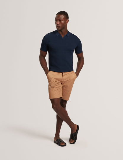 Ted Baker LUTHEN Zig Zag Knit Open Neck Polo NAVY