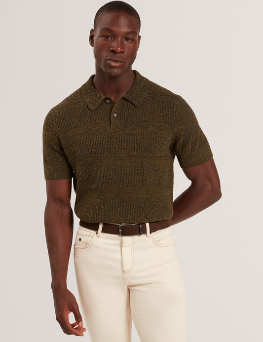 Ted Baker MAVIK - Short Sleeve Twist Stitch Detail Polo BROWN