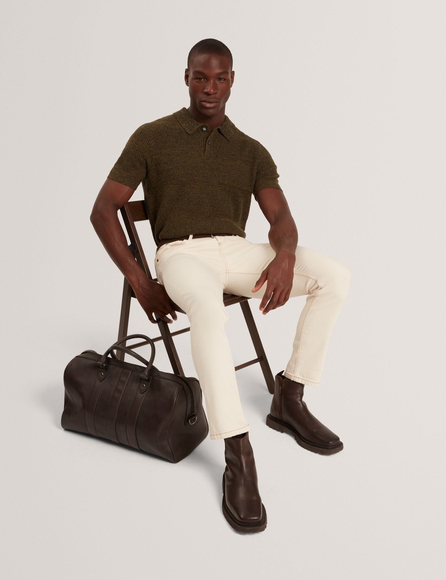 Ted Baker MAVIK - Short Sleeve Twist Stitch Detail Polo BROWN