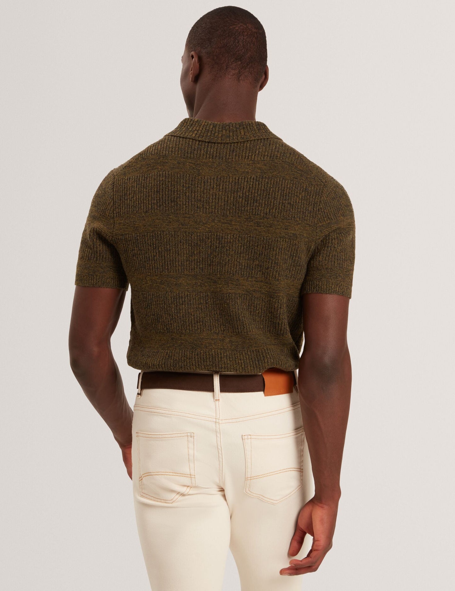 Ted Baker MAVIK - Short Sleeve Twist Stitch Detail Polo BROWN