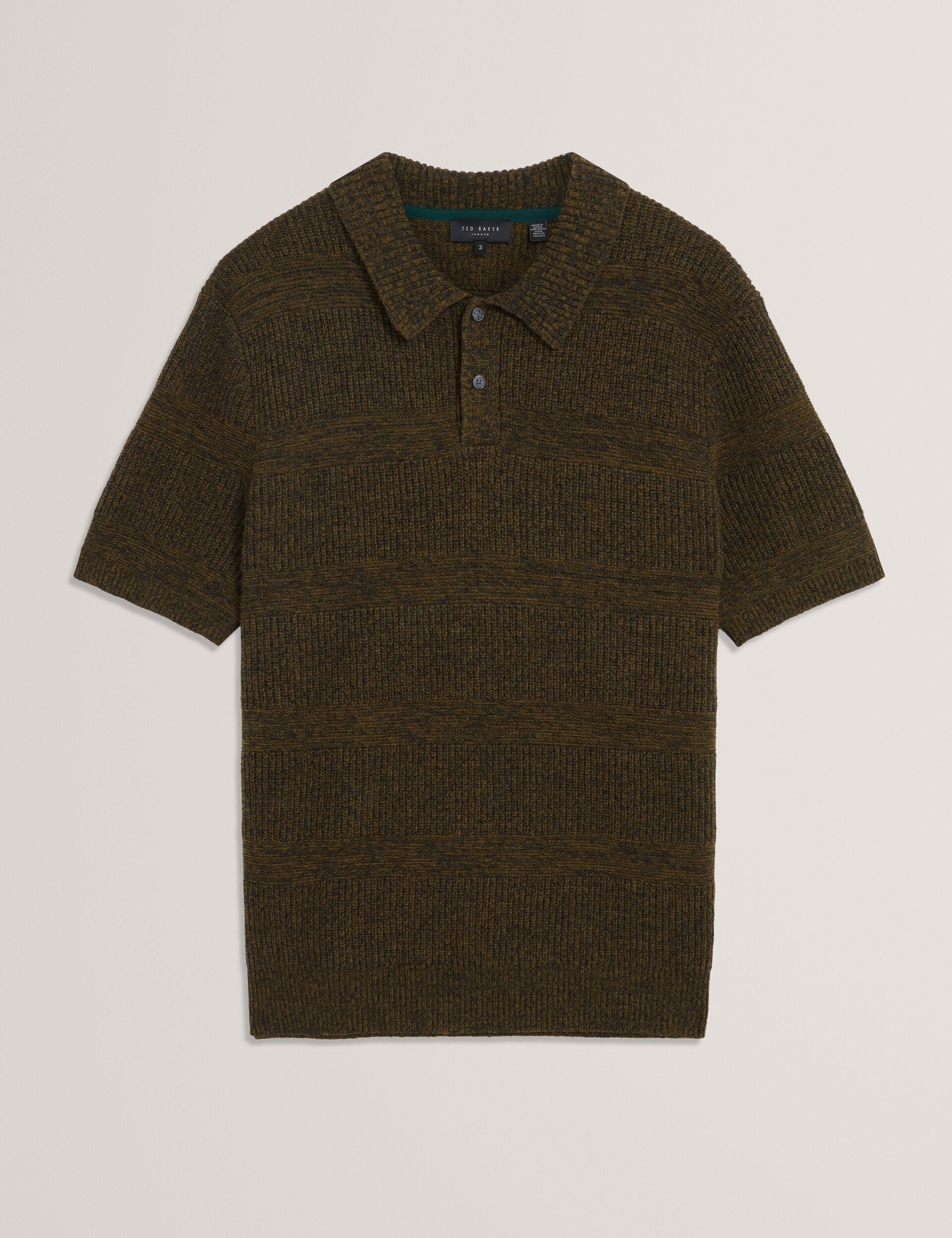 Ted Baker MAVIK - Short Sleeve Twist Stitch Detail Polo BROWN