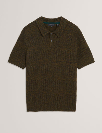 Ted Baker MAVIK - Short Sleeve Twist Stitch Detail Polo BROWN