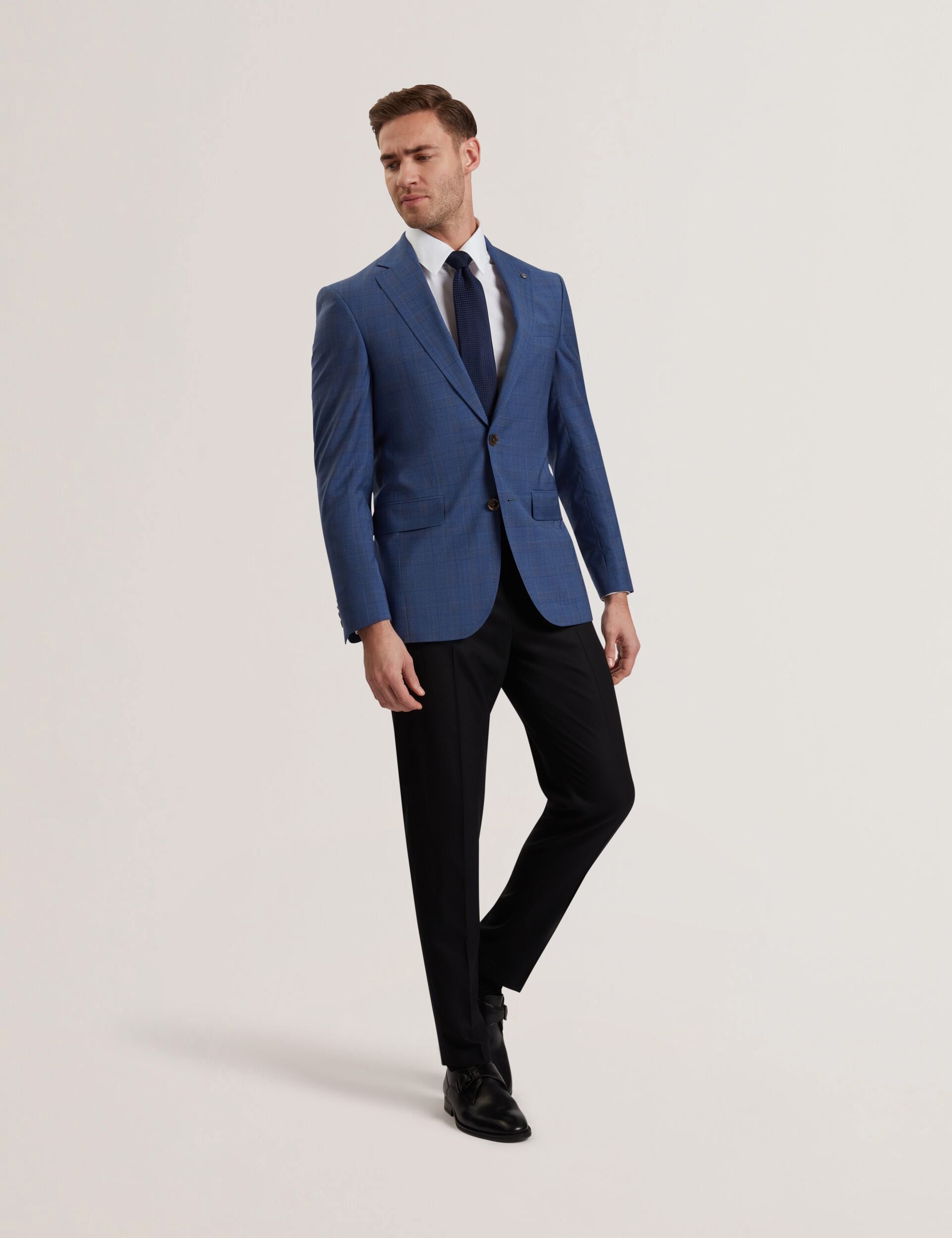Ted Baker JAY - Textured Woven Wool Suit Jacket NAVY