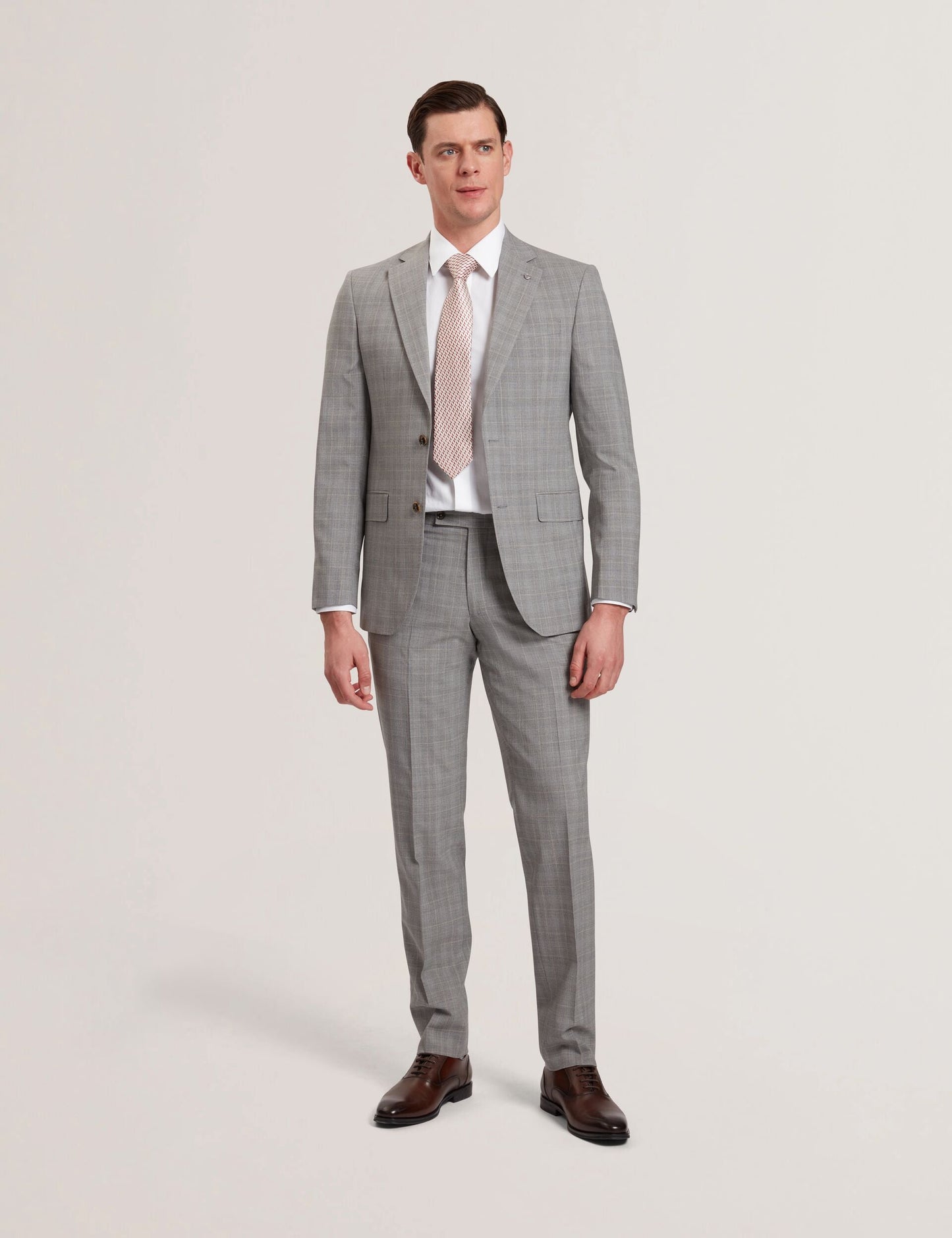 Ted Baker JAYSON - Slim Fit Grey Check Wool Suit Jacket LIGHT GREY