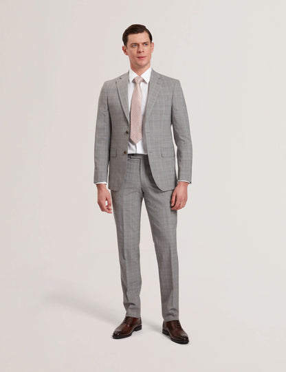 Ted Baker JAYSON - Slim Fit Grey Check Wool Suit Jacket LIGHT GREY