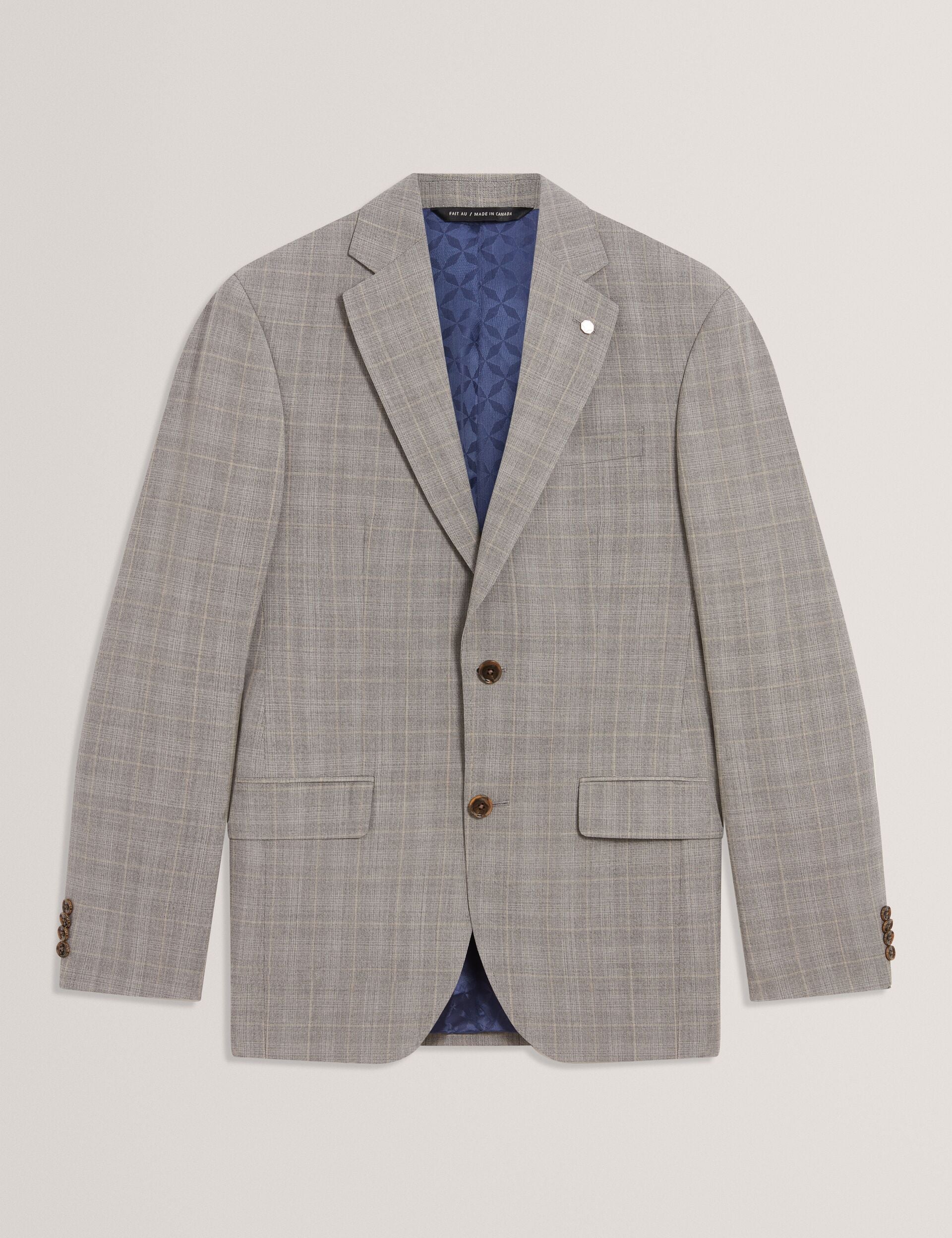 Ted Baker JAYSON - Slim Fit Grey Check Wool Suit Jacket LIGHT GREY