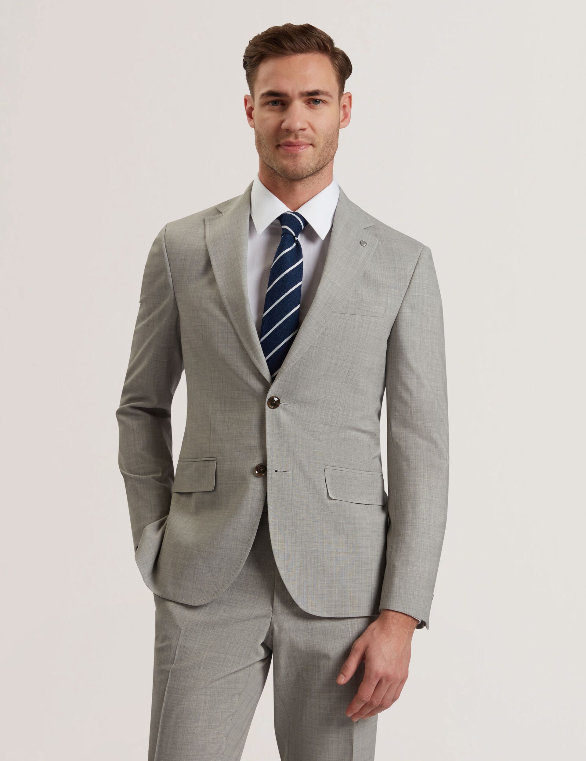 Ted Baker RALPHS - Tailored Fit Sharkskin Wool Suit Jacket LIGHT GREY