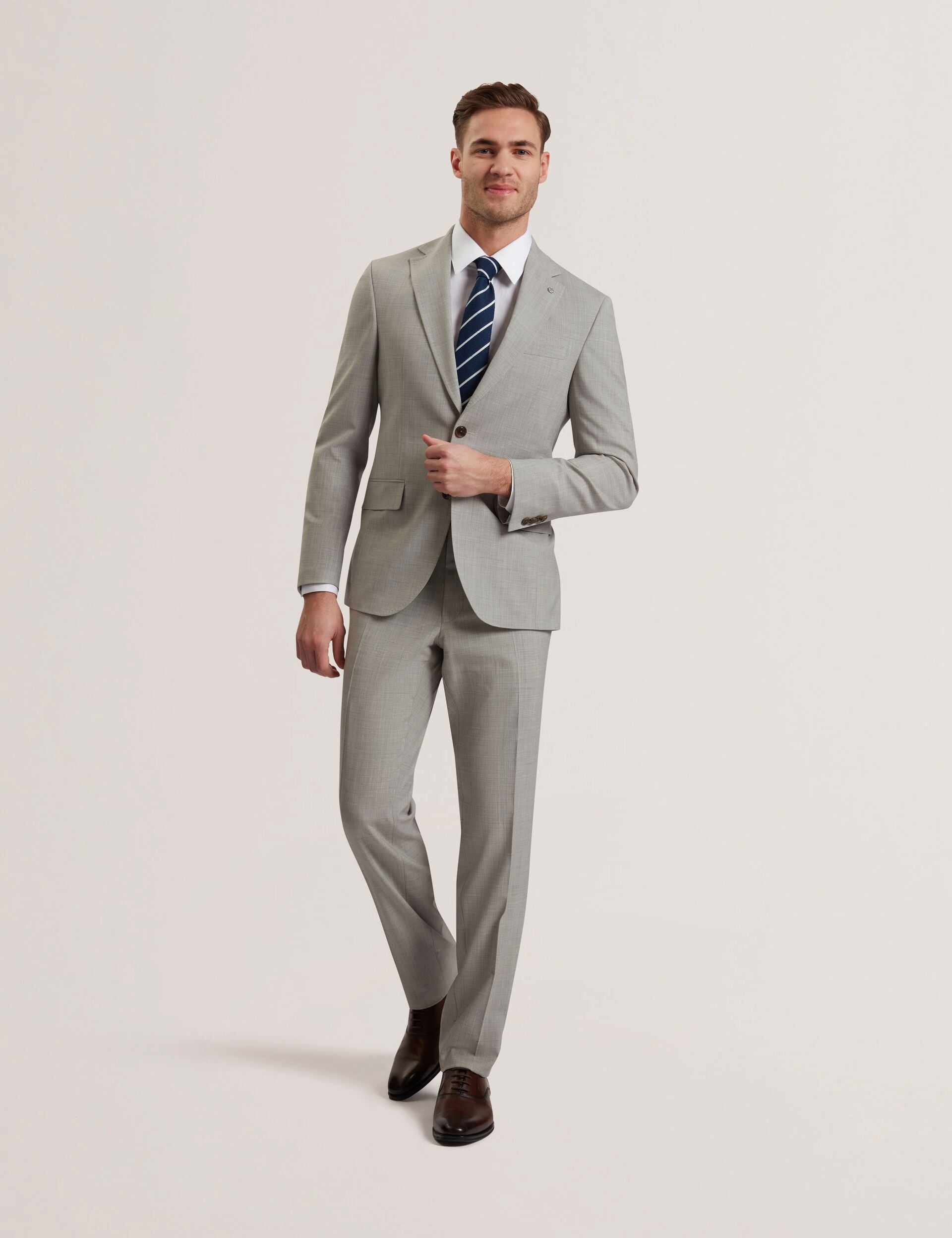 Ted Baker RALPHS - Tailored Fit Sharkskin Wool Suit Jacket LIGHT GREY