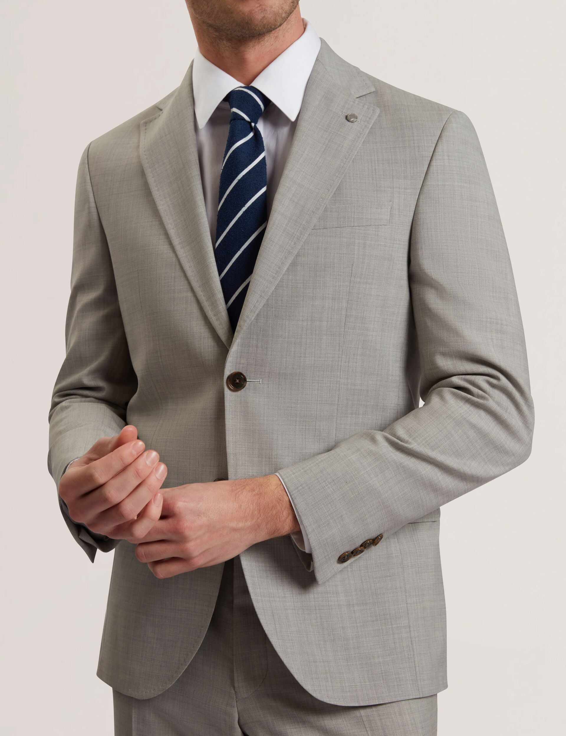 Ted Baker RALPHS - Tailored Fit Sharkskin Wool Suit Jacket LIGHT GREY