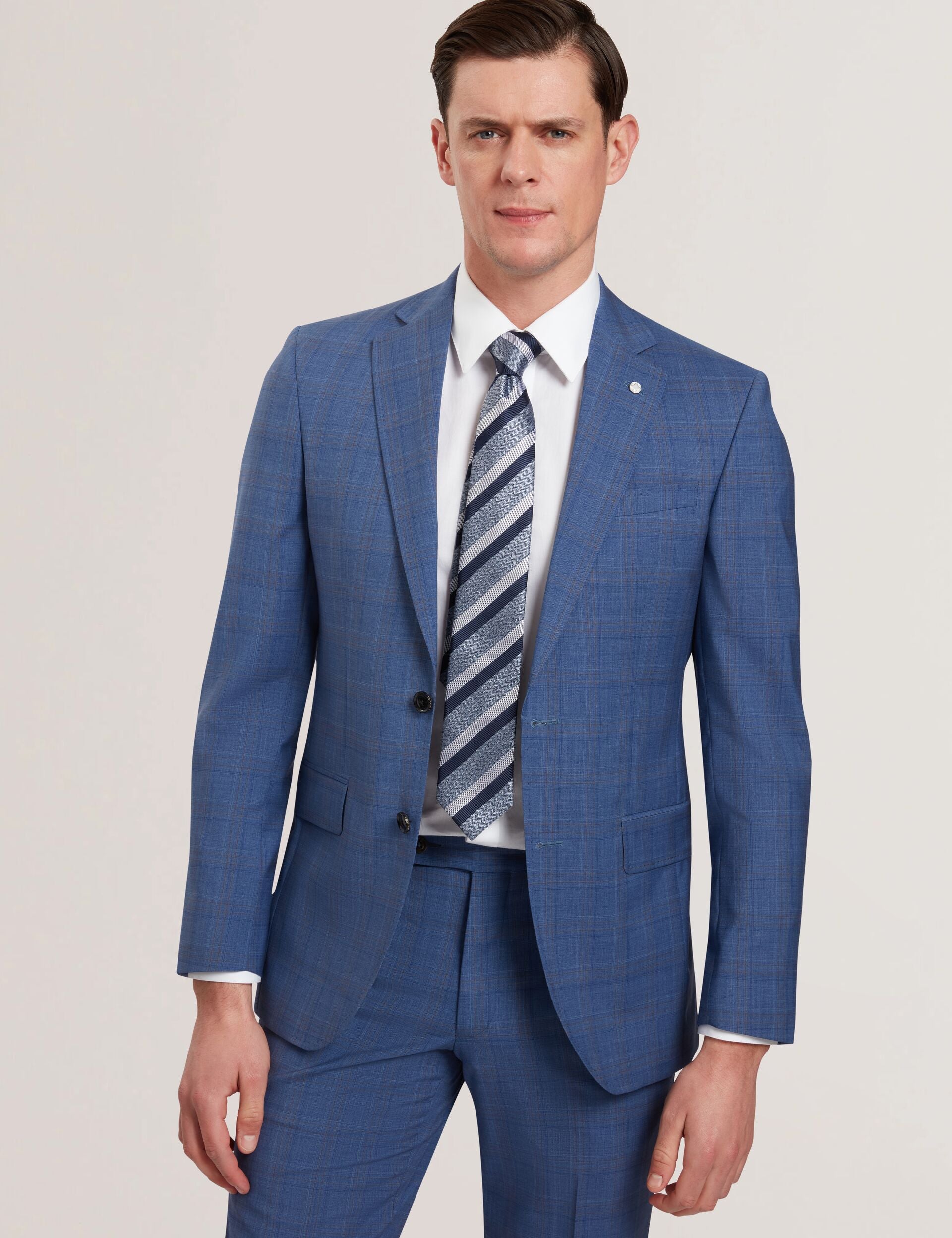 Ted Baker JAYAD - Slim Fit Blue Check Wool Suit Jacket BLUE