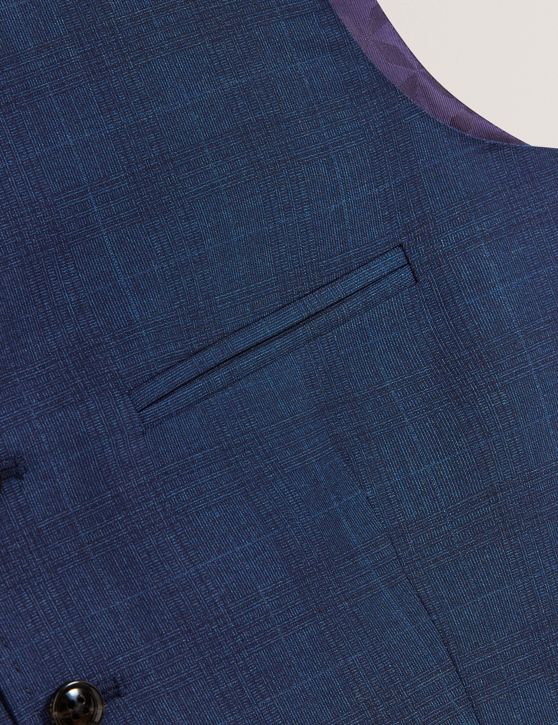 Ted Baker JAYALAV - Slim Fit Navy Check Wool Suit Vest NAVY