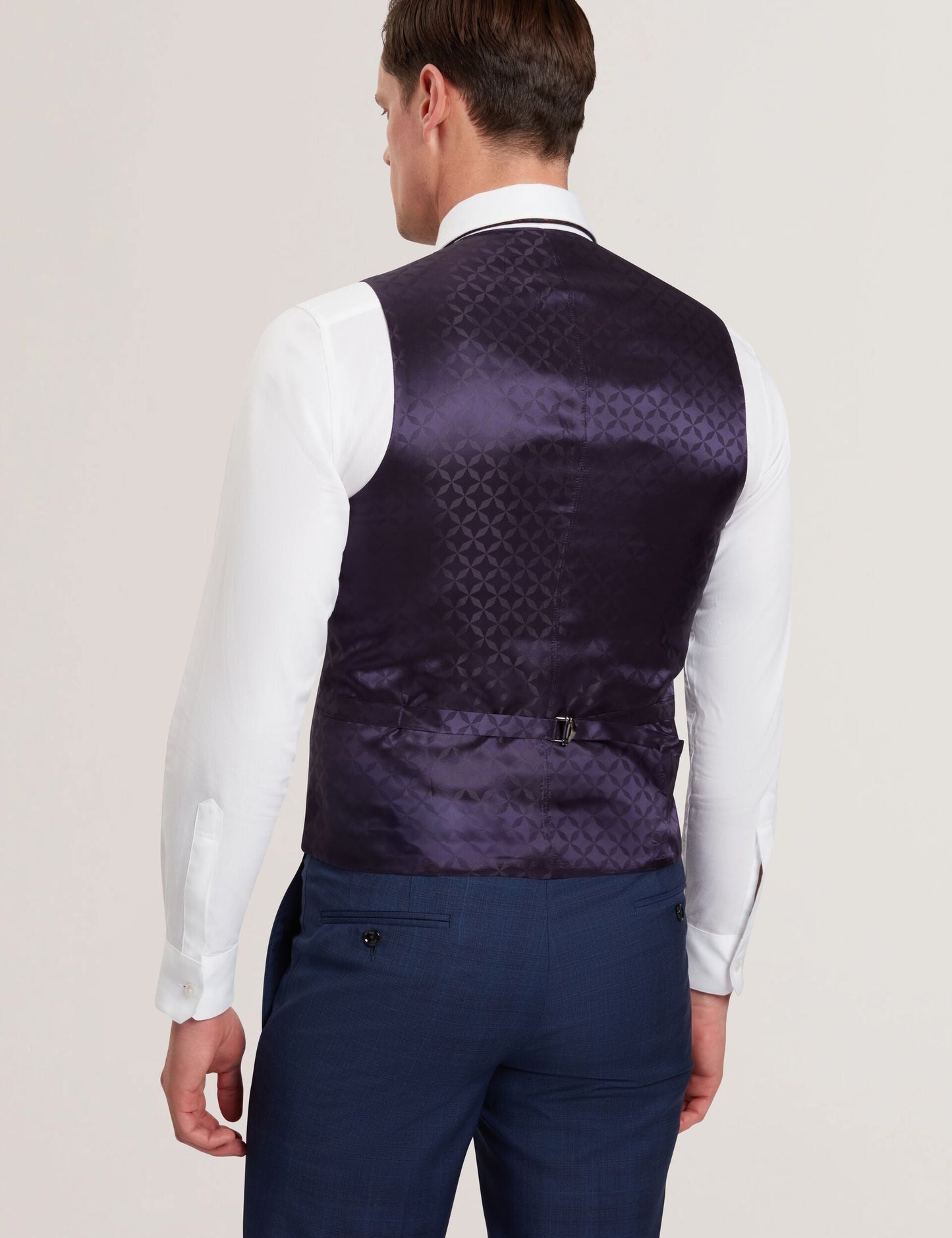 Ted Baker JAYALAV - Slim Fit Navy Check Wool Suit Vest NAVY